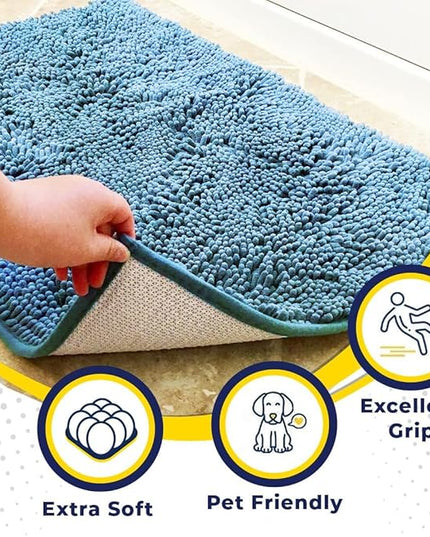 Muddy Mat® Original Dog Door Mat for Muddy Paws, Super Absorbent Microfiber, Non-Slip Washable Pet Rug, Quick Dry Chenille Entryway Carpet, Machine Washable Indoor Outdoor mat, Sky Blue 35"x60" MuddyMat