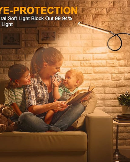 Desk Lamp for Office Home, 5W USB Amber LED Clip on Light, Flexible Gooseneck Clamp Light, 5 Brightness Levels, 4/8/12/18H Auto Timer, Eye-Caring Desk Light for Bedside Office,1600K Color (Metal) - LeafyLoom