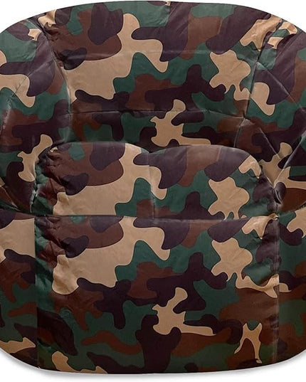 Posh Creations Structured Comfy Bean Bag Chair for Gaming, Reading and Watching TV, Sonoma Lounge, Nylon - Camo Green - LeafyLoom