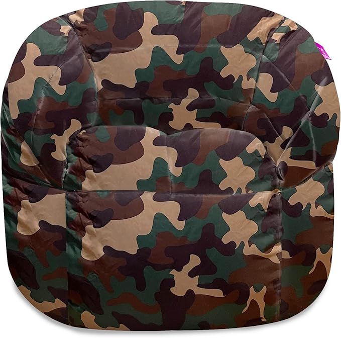 Posh Creations Structured Comfy Bean Bag Chair for Gaming, Reading and Watching TV, Sonoma Lounge, Nylon - Camo Green - LeafyLoom