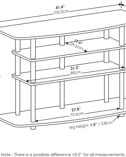 Furinno Frans Turn-N-Tube TV Stand for TV Size up to 43 Inch, 4-Tier, Black Oak - LeafyLoom