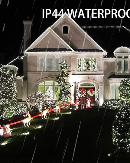 Dazzle Bright 2 Pack Total 400LED 132FT White Christmas Solar String Outdoor Lights, Solar Powered with 8 Modes Waterproof Fairy Lights for Bedroom Patio Garden Tree Party Yard Decoration DazzleBright