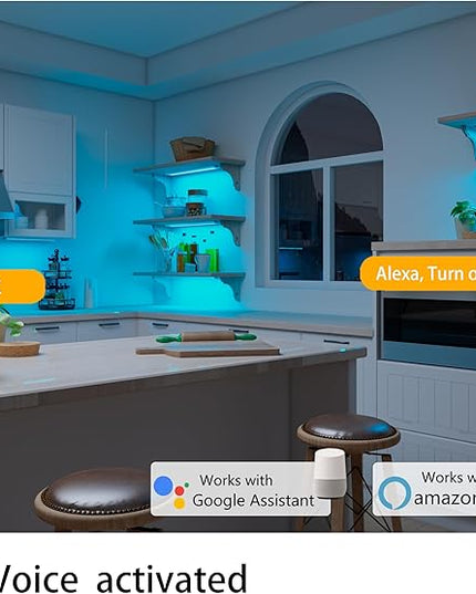 Smart Under Cabinet Lighting Strip Lights White & Color Changing Dimmable Work with Alexa Google Smart Thing Phone App, RGB Multi Colored Lamp for Kitchen Counter Light Fixture (6 Lights Bar Kit) LAMPAOUS