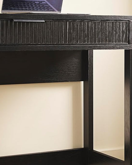 Walker Edison Office Writing and Computer Desk Spacious Desktop, Complementary in Living Spaces, 38 Inch, Reeded Black - LeafyLoom