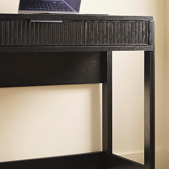 Walker Edison Office Writing and Computer Desk Spacious Desktop, Complementary in Living Spaces, 38 Inch, Reeded Black - LeafyLoom
