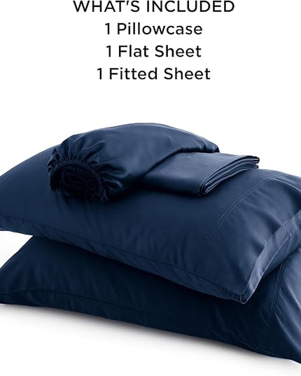 Bedsure Twin XL Sheet Set Dorm Bedding, Cooling Sheets Twin Extra Long Sheets, Rayon Derived from Bamboo, Deep Pocket Up to 16", Hotel Luxury Silky Bedding Sheets & Pillowcases, Navy - LeafyLoom