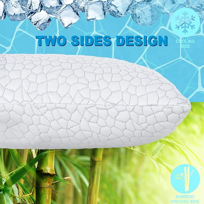 QUTOOL® Cooling Body Pillows for Adults, Shredded Memory Foam Full Body Pillow for Side Sleeper, Long Body Pillow for Pregnant/Neck/Back/Leg, Large Pillow for Bed with Cooling Pillow Cover - LeafyLoom
