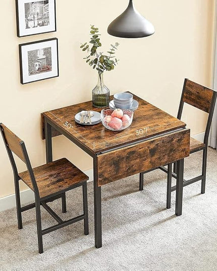 VASAGLE Folding Dining Table, Drop Leaf Extendable, for Small Spaces, Seats 2-4 People, Industrial, 33.3 x 30.7 x 30 Inches,Brown - LeafyLoom