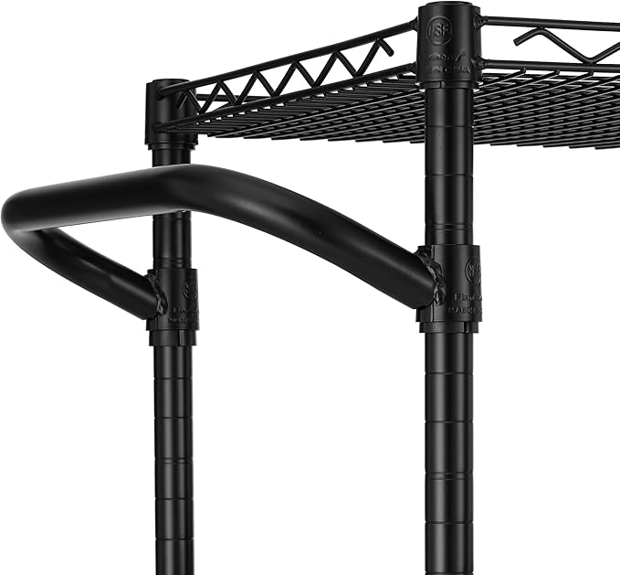 Finnhomy 3 Tier Heavy Duty Commercial Grade Utility Cart, Wire Rolling Cart with Handle Bar, Steel Service Cart with Wheels, Kitchen Carts on Wheels, Metal Cart Shelf Size 18" D x 36" W, NSF, Black - LeafyLoom