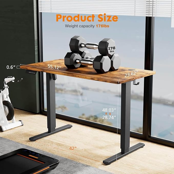NicBex Home Office Desk 55" x 23" Electric Height Adjustable Standing Desk Computer Desk Office Desk, Sit to Stand Ergonomic Computer Desk Adjustable Desk, Brown - LeafyLoom