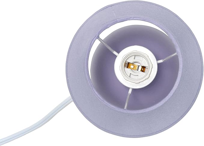 Simple Designs LT2008-PRP Mini Ceramic Globe Table Lamp with Matching Fabric Shade, Purple - LeafyLoom