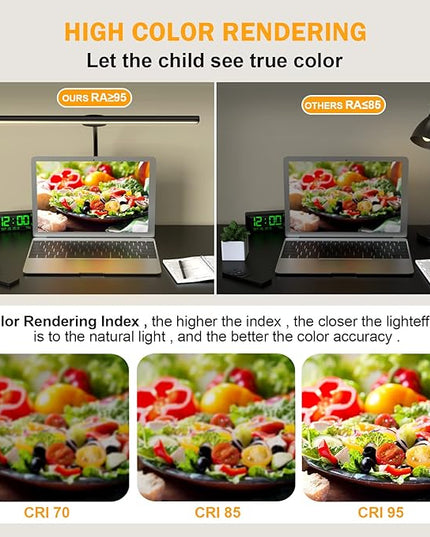 LED Desk Lamp Eye-Caring Architect Task Lamp, 18W LED 3 Modes 6 Brightness, Modern Desk Light for Home Office/Workbench/Monitor, Remote Control and Touch (Black) - LeafyLoom