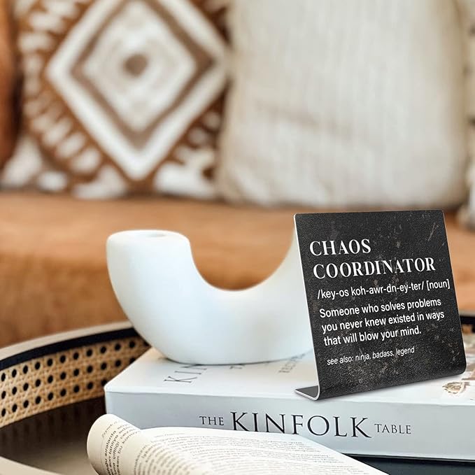 Chaos Coordinator Sign, Funny Office Desk Decor for Women, Men, Coworker, Mom, Friends, Boss, Lady, Decoration On Shelf Table Desk for Living Room Home Office dksg7 - LeafyLoom