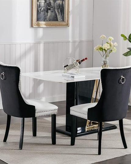 NicBex Haerin-SD-00103-LWJ Dining Chairs, 25.5"x19.7"x37.5", White and Black - LeafyLoom