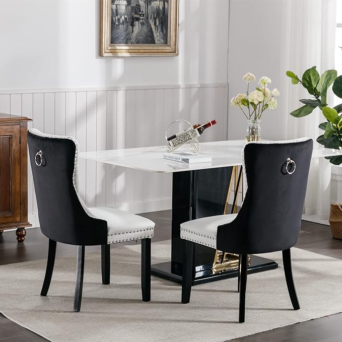 NicBex Haerin-SD-00103-LWJ Dining Chairs, 25.5"x19.7"x37.5", White and Black - LeafyLoom
