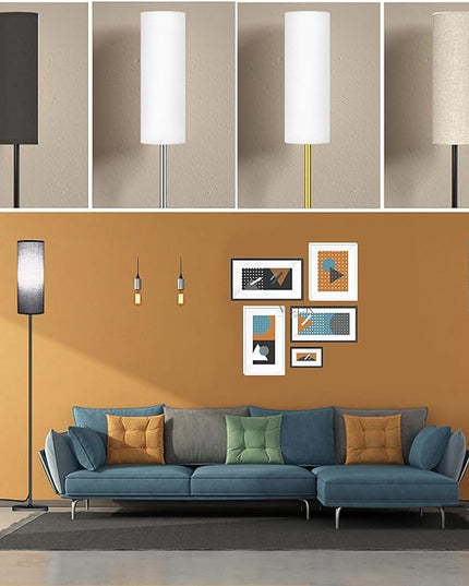 Floor Lamp for Living Room Bedroom, Modern Floor Lamp with Remote,Stepless Dimmable 12W Bulb Included,Standing Lamps LED Tall Lamp for Bedroom Office(Black) - LeafyLoom