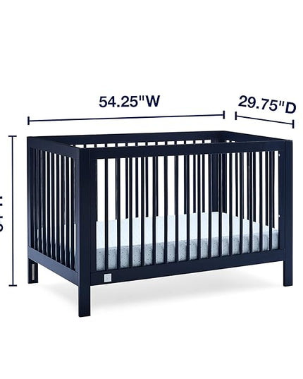 babyGap by Delta Children Charlie 6-in-1 Convertible Crib TrueSleep Crib and Toddler Mattress (Bundle), Navy - LeafyLoom