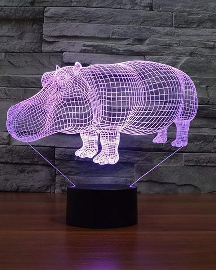 3D Hippo Night Light LED USB 7 Color Change LED Table Lamp Xmas Toy Gift - LeafyLoom