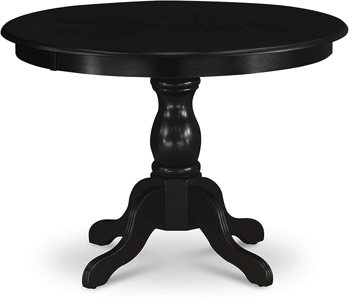 East West Furniture HBEL3-ABK-35 Hartland 3 Piece Kitchen Set Contains a Round Dining Table with Pedestal and 2 Doeskin Linen Fabric Upholstered Chairs, 42x42 Inch - LeafyLoom