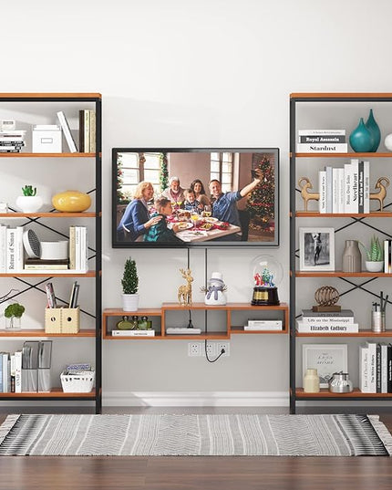 Himimi 6 Tier Industrial Bookshelf, Vintage Standing Storage Shelf, Display Shelving Units, Tall Bookcase, Industrial Metal Book Shelves for Living Room Bedroom and Home Office - LeafyLoom