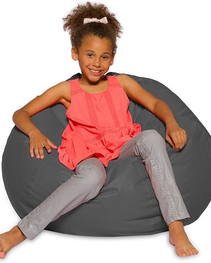 Posh Creations Bean Bag Chair for Kids, Teens, and Adults Includes Removable and Machine Washable Cover, Heather Gray, 38in - Large - LeafyLoom