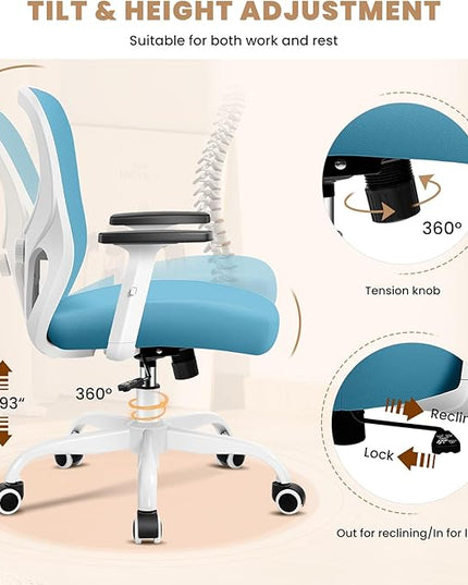 Office Chair Ergonomic Desk Chair with Adjustable Lumbar Support, Swivel Comfy Computer Chair Heavy Duty Executive Chair for Home Office - LeafyLoom