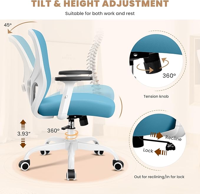 Office Chair Ergonomic Desk Chair with Adjustable Lumbar Support, Swivel Comfy Computer Chair Heavy Duty Executive Chair for Home Office - LeafyLoom