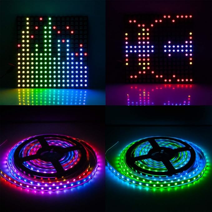 BTF-LIGHTING FCOB RGB WS2811 IC WS2812B WS2811 WS2813 SP107E Music Bluetooth Full Color Controller Support Almost All The LED IC Chip Suit for LED Strip,Matrix Panel,Module Buli-in Mic/AUX Input BTF-LIGHTING