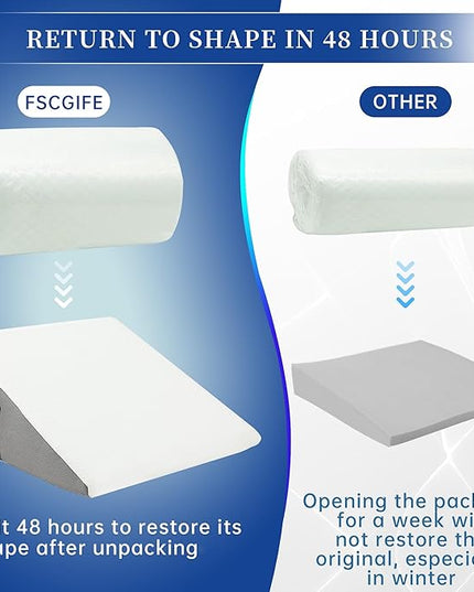 Wedge Pillow for Sleeping, 10 Inch Bed Wedge Pillow for Acid Reflux Wedge Pillow Post Surgery, Memory Foam Triangle Wedge Pillow, Pillow Wedge with Washable Cover - LeafyLoom