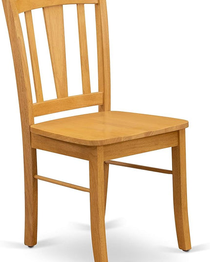 East West Furniture Antique 5 Piece Dinette Set for 4 Includes a Round Kitchen Table with Pedestal and 4 Dining Chairs, 36x36 Inch, Oak - LeafyLoom