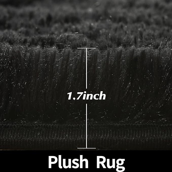 Black Round Rug for Bedroom, Super Fluffy Circle Rugs for Baby Nursery, 5'X5' Feet Furry Carpet for Children Kids Room, Cute Soft Shaggy Rug for Girls Home Decor, Fuzzy Plush Carpets for Dorm - LeafyLoom