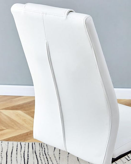 NicBex Dining Chairs Set of 6 Modern Faux Leather High Back Dining Room Kitchen Chairs with Black Metal Legs,Side Chairs for Dining Room, Kitchen,Living Room, and Restaurants,White - LeafyLoom