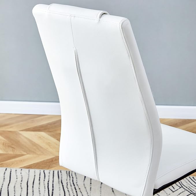 NicBex Dining Chairs Set of 6 Modern Faux Leather High Back Dining Room Kitchen Chairs with Black Metal Legs,Side Chairs for Dining Room, Kitchen,Living Room, and Restaurants,White - LeafyLoom