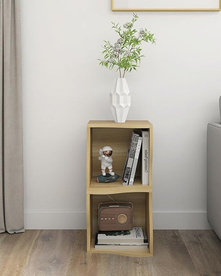 ECYIL Double Layered Independent Storage Rack, Full Circular Color Blocking Bookshelf, Suitable for Home, Office, Living Room, etc (nature1) - LeafyLoom
