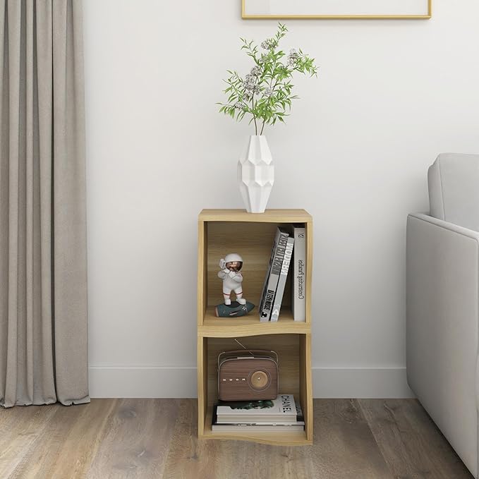 ECYIL Double Layered Independent Storage Rack, Full Circular Color Blocking Bookshelf, Suitable for Home, Office, Living Room, etc (nature1) - LeafyLoom