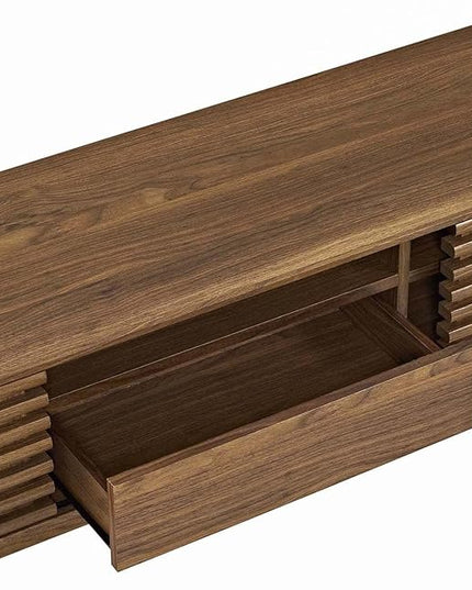 Modway Render Mid-Century Modern Low Profile 59 Inch TV Stand in Walnut - LeafyLoom