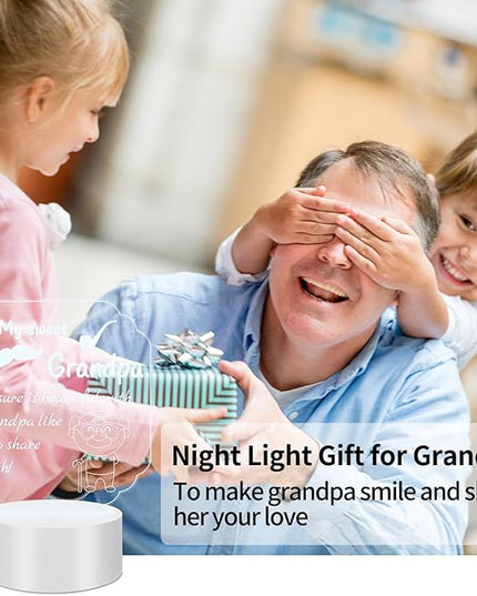 Night Lamp Gifts for Grandpa: Engraved Acrylic LED Rechargeable Night Lamp with 3 Level of Dimming and 10 Color Modes-Grandfather's Birthday Christmas Father's Day Gifts from Grandchildren - LeafyLoom