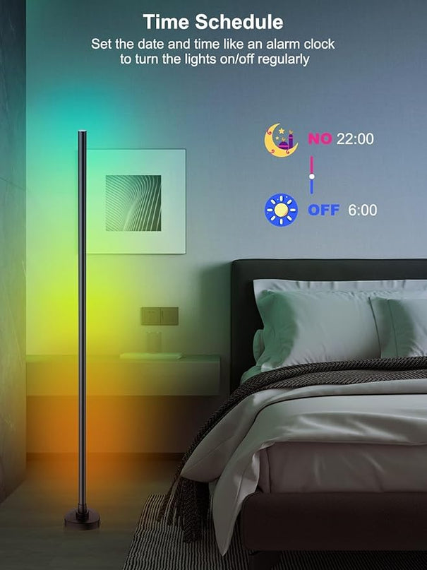 LED Corner Floor Lamp, Dimmable Color Changing Lamp, 55" RGB Floor Lamp Work with Alexa, Corner LED Lamp with APP/Remote Control, DIY Mode & Timing, Modern Floor Lamps for Living Room, Gaming Room - LeafyLoom