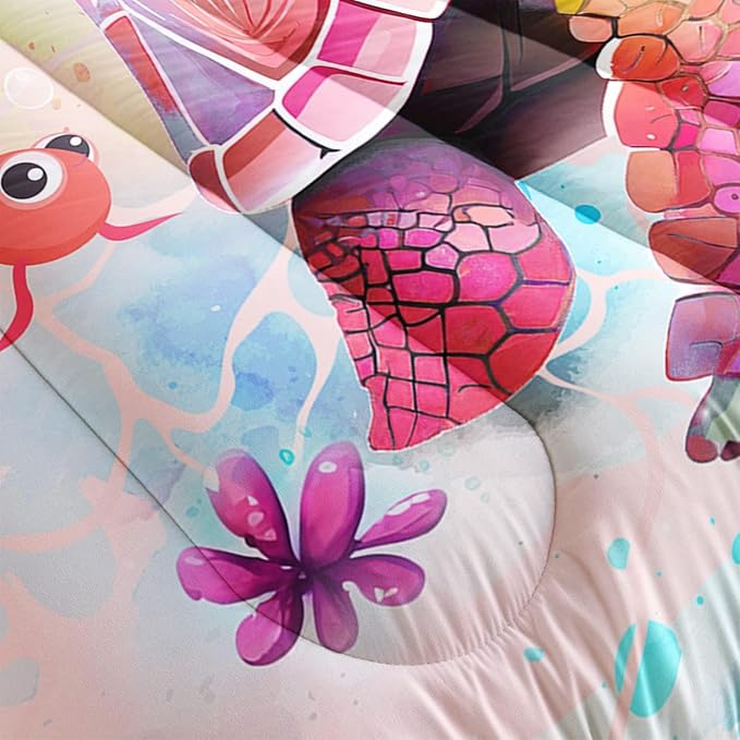 CVHOUSE Sea Turtle Comforter Sets King for Ocean Lovers,Turtle Beach Bedding Sets California King Set,Turtle Bedspread,Turtle Duvet,Turtle Bed Set,Turtle Quilt Set 3 Pcs 1 Comforter and 2 Pillowcases - LeafyLoom
