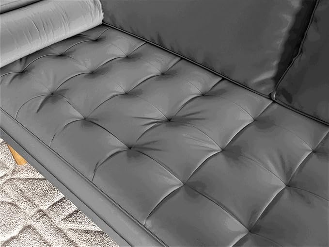 S5457 Mid Century Modern Velvet Upholstered Tufted Living Room Sofa, 69.68", Grey - LeafyLoom
