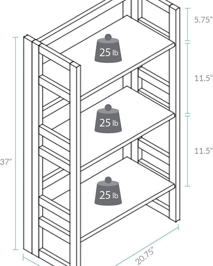Casual Home 3-Shelf Student 20.75" Wide Folding Bookcase, Natural (New) - LeafyLoom