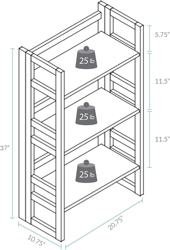 Casual Home 3-Shelf Student 20.75" Wide Folding Bookcase, Natural (New) - LeafyLoom