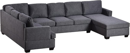 Modern Upholstered, Extra Wide Chaise Lounge Couch Large U-Shape Sectional Sofa, Grey-b - LeafyLoom