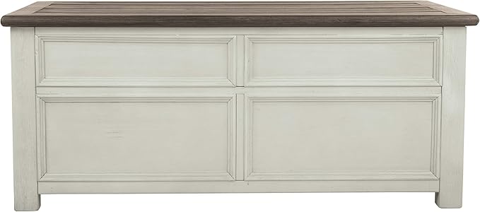 Signature Design by Ashley Bolanburg Farmhouse Lift Top Coffee Table with Drawers, Antique Cream & Brown - LeafyLoom