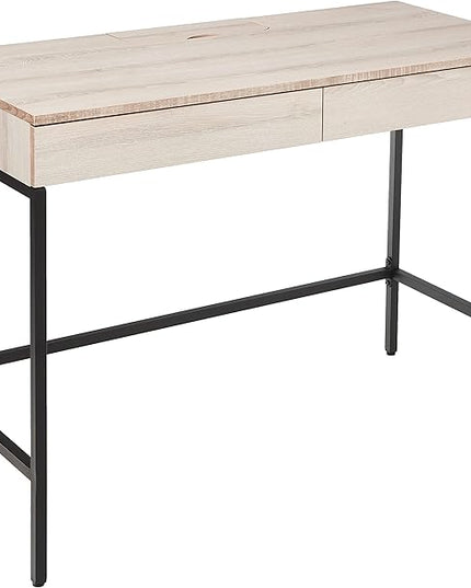 Acme Wendral Wooden Top Writing Desk with 2 Drawers in Natural and Black - LeafyLoom