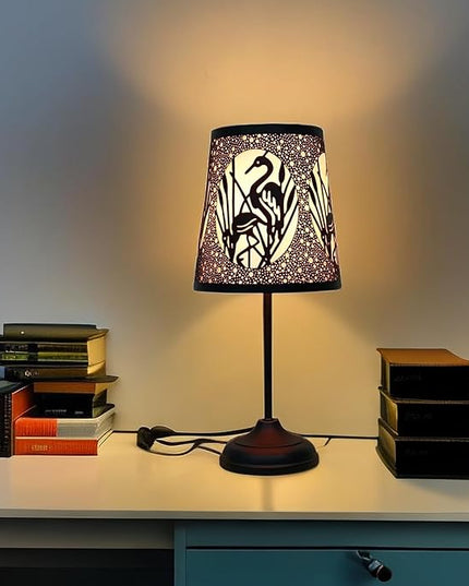 Flamingo Touch Lamp with Dimmable Touch Switch,Black Metal Cutout Shade, Flamingo Decortion Desk Lamp - LeafyLoom