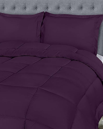 Utopia Bedding Queen Size Comforter Set with 2 Pillow Shams, Bedding Comforter Sets, Down Alternative Plum/Purple Comforter, Soft and Comfortable, Machine Washable (Pack of 4) - LeafyLoom