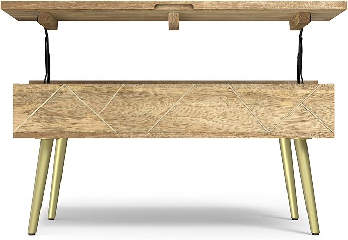 SIMPLIHOME Jager Lift Top Coffee Table, 36 inch, Natural - LeafyLoom