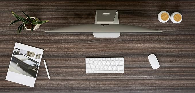 Kaboon Universal Tabletop 45"x20", Solid One-Piece Melamine Table Top, Double Desk L-Desk Floating Desk DIY, Home and Office,Eucalyptus/Dark Walnut - LeafyLoom