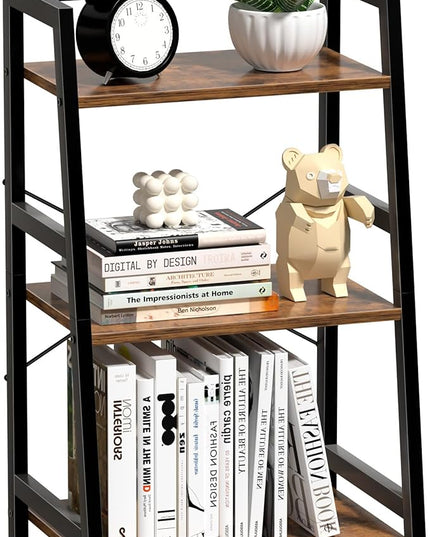 Bookshelf, Bookcase for Small Spaces, 3-Tier Shelf Bookcase, Short Shelf Storage Organizer for Living Room, Bedroom, Home Office, Kitchen, 11.8 "D x 16.5" W x 31.3 "H, Rustic Brown - LeafyLoom